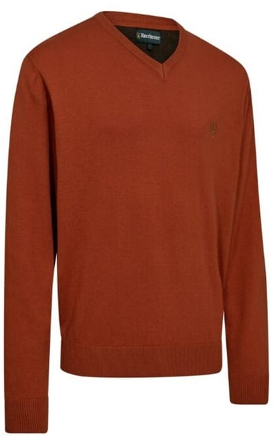 Deerhunter Harrington V-hals Knit Outdoor V-hals Knit Scandinavische V-hals Knit Oak Rust Melange Maat S