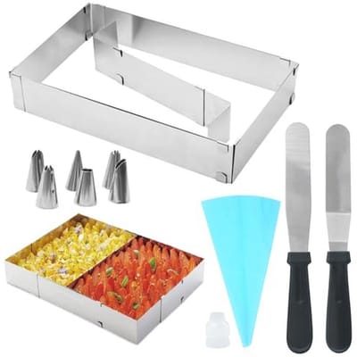 Bakframe verstelbaar 28-53 cm - Roestvrij staal met verdeler en decoratieve sproeiers voor bakken en feesten