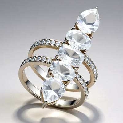 Cavill - Damesring 925 Sterling Zilver - 6,311 ct Mexicaanse Danburiet - Asymmetrisch Modern Design - Cambodjaanse Zirkonen - Elegant