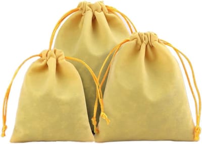 24 stuks fluwelen zakjes met trekkoord, kleine cadeauzakjes, sieraden opbergzakjes - geel, 17 x 23 cm