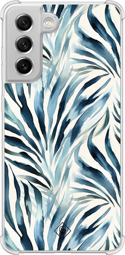 Casimoda® hoesje - Geschikt voor Samsung Galaxy S21 FE - Japandi Waves - Shockproof case - Extra sterk - Siliconen/TPU - Blauw, Transparant