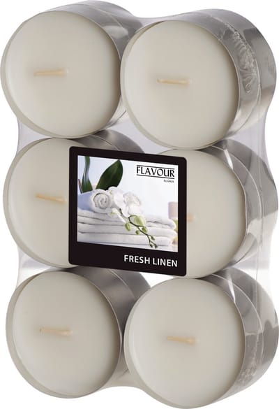 Conpax Candles Geur theelichtjes/waxinelichtjes - Maxi - 12x - Fresh Linen aroma - 8 branduren