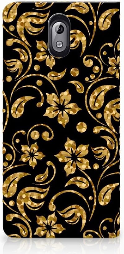 Nokia 3.1 (2018) Smart Cover Gouden Bloemen