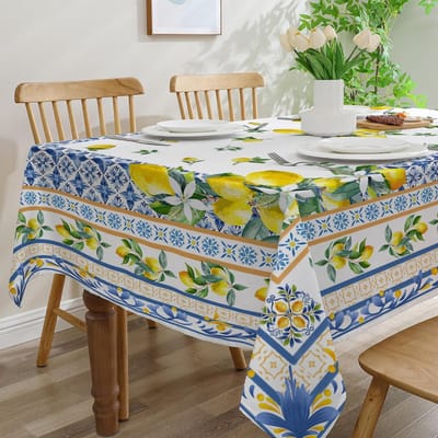 Citroen Tafelkleed - Keukentextiel Tafelkleed - Zomerdecoratie Thuis - Waterbestendige Coating - 152 x 264 cm - Geel