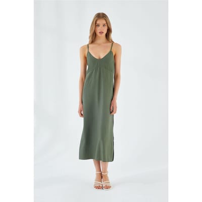V-hals Split Midi Jurk
