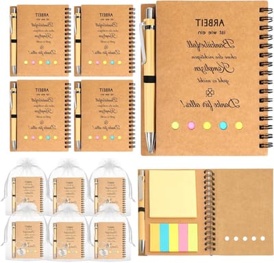 Set van 6 afscheidsgeschenken voor collega's, hoogwaardige cadeaus inclusief notitieboek en sleutelhanger voor afscheid, nieuwe baan of vertrek van collega's