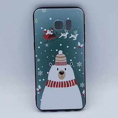 Geschikt voor Samsung S7 Edge – hoes, cover – TPU – kerst – ijsbeer met muts