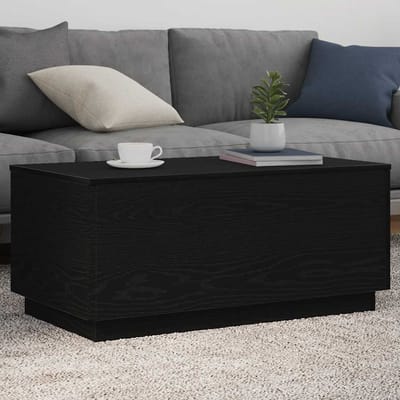 vidaXL - Salontafel - met - LED-verlichting - 90x50x40 - cm - zwart - eiken