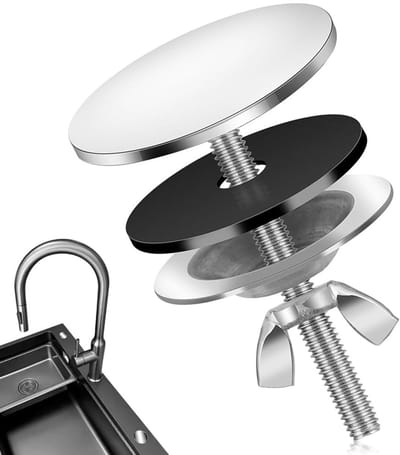 Dailygoods- Gootsteenafdekking Roestvrij Staal - Gatafdekking - Kraangat Afdekking - Lekvrij - Geschikt voor Keuken - Diameter 5 cm