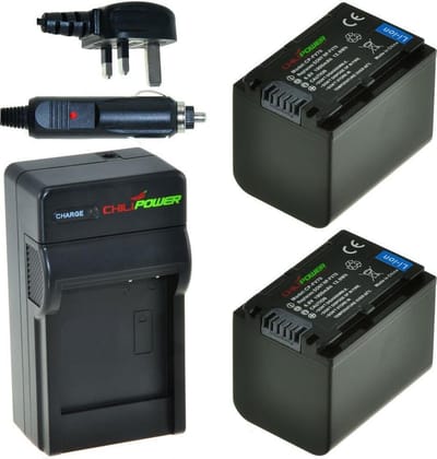ChiliPower 2 x NP-FV70 accu's voor Sony - Charger Kit + car-charger - UK version