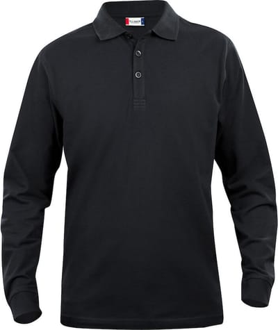 Clique Basic Polo L/S Junior 028233 - Zwart - 110-120