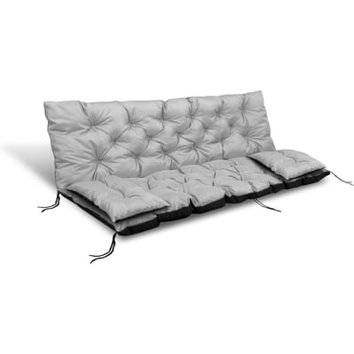 Tuinkussen 120x60x50 cm + 2 kussens voor schommelbank waterdicht lichtgrijs