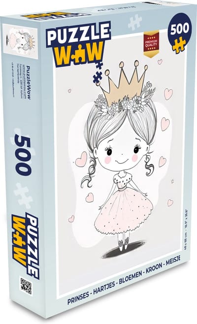 Puzzel Prinses - Hartjes - Bloemen - Kroon - Meisje - Legpuzzel - Puzzel 500 stukjes