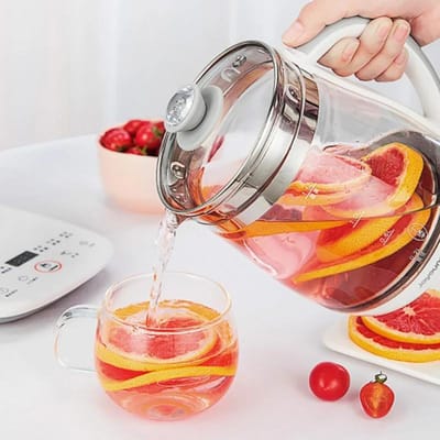 Bouilloire électrique 220 V 1,5 L pour la maison, pot automatique en verre pour la préservation de la santé, mini cuiseur portable multi-cuiseur pour thé et dessert 220v gray