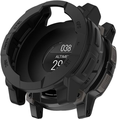 Stravo TPU Beschermhoesje geschikt voor Garmin Instinct 3 (45mm) – Rugged Bescherm Case – Flexibele TPU Bumper – Zwart