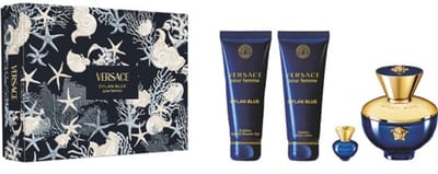 Versace Dylan Blue Pour Femme Giftset 305 ml - Edp Spray 100ml/Edp Spray 5ml/Body Lotion 100ml/Bath & Shower Gel 100ml