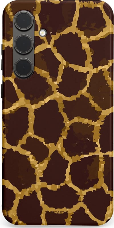 Casetastic hoesje geschikt voor Samsung Galaxy S24 Plus - Dubbellaagse bescherming - Afrikaanse Giraffenprint - Fashion Case - Zwart Bruin Goud Olijfgroen
