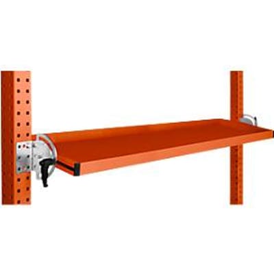 Manuflex kantelbare opbergconsole, voor de serie Universal of Profi, bruikbare diepte 195 mm, voor tafelbreedte 1500 mm, roodoranje