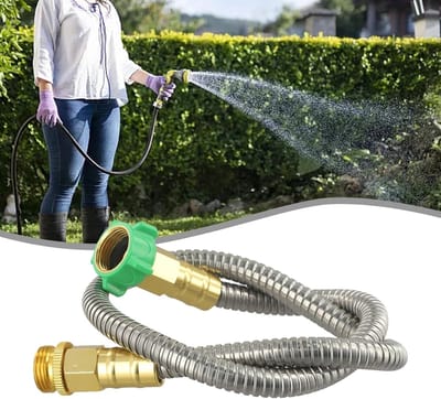 Korte tuinslang - Roestvrij staal - Water geven - Hoge druk bestendig - 90 cm