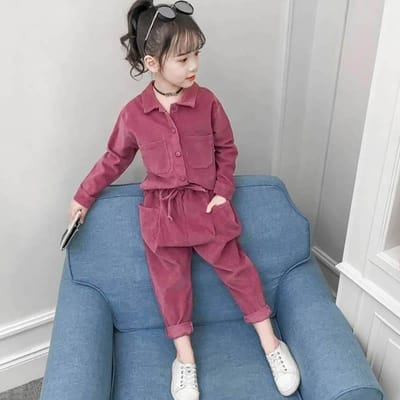 Meisjespakken Lente en Herfst Kinderkleding Kinder Tweedelig Koreaanse Kleding Vrouwelijke Studenten Middelbare Leeftijd Kinderpakken 90 rozerode kleur