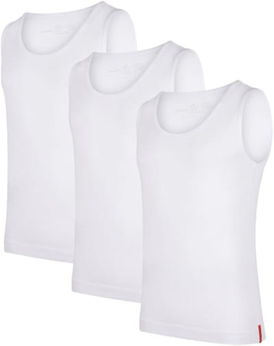 Undiemeister Onderhemd Heren - Tanktop - 3-Pack - Chalk White (Wit) - Mellowood Tencel - Ronde Hals - Slim fit - Maat S