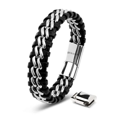 SERASAR Armband voor Heren [Steel] - Zilver 17cm - Magnetische Roestvrijstalen Sluiting