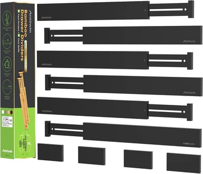 Ladeverdelers Set - Opbergers Bamboe - Lades Organiseren - Verstelbaar met Veer - 43-56 cm - Zwart