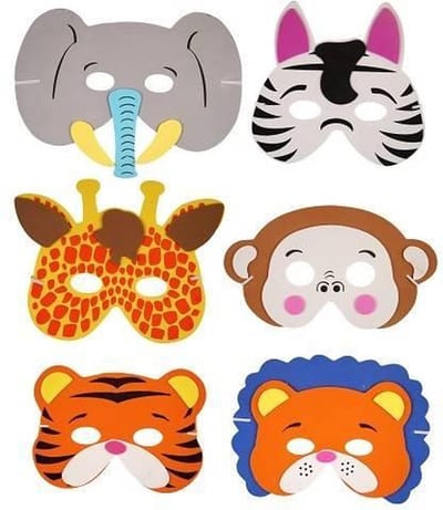 24 STUKS | Mix Dieren Maskers van Foam | Traktatie / Uitdeelcadeautjes | Mix soorten Dieren | Jongens & Meisjes (24 stuks)