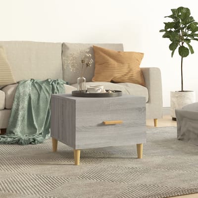 vidaXL - Salontafel - 50x50x40 - cm - bewerkt - hout - grijs - sonoma - eikenkleurig