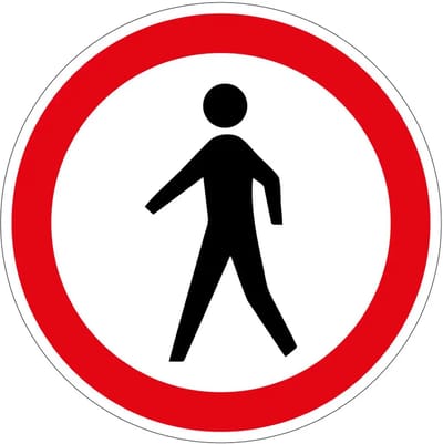 Gesloten voor voetgangers bord - C16 | gecoat dibond materiaal | 10 cm