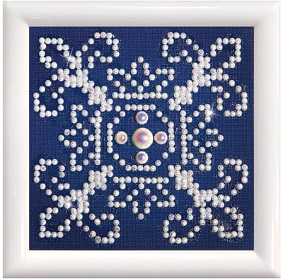 Diamond Painting Volwassenen - Ronde Steentjes - Volledig Pakket - Hobby - Diamond Dotz® - DD1.003F - Mandala wit op blauw met lijst