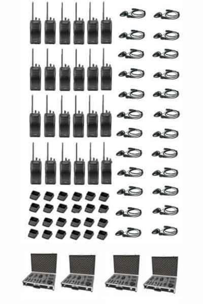 Set van 24 stuks Kenwood TK-3501 PMR446 met D-shape oortje tafelladers en koffer