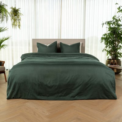 Kayori Elin Dekbedovertrek Katoensatijn - 140x200-220 cm +1 sloop - Eenpersoons - Donkergroen
