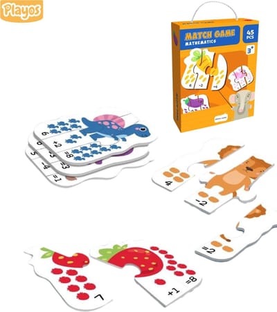 Playos® - Leren Rekenen - 45 Puzzelstukken - Groente, Fruit en Dieren - Educatief Spel - Kleurherkenning