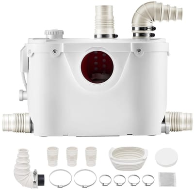 Novari - Macerator pomp - Broyeur - Krachtige 900W motor - Hoge pompcapaciteit 180L p/m - RVS snijmessen - 44x17x30.5cm - 7.5kg