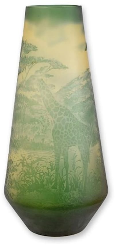 Cameo Vaas - Giraffe - Cameo Glazen Vaas - Glas Decoratie - Tafeldecoratie - Bloemenvaas - Tafelvaas - 21x21x44