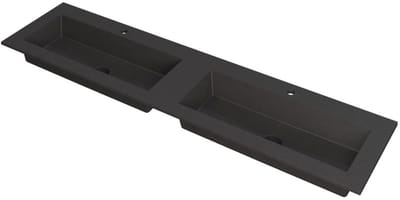 INK Kraft Wastafel Dubbele Bak met 2 Kraangaten - 1800x450x10 mm - Quartz Zwart