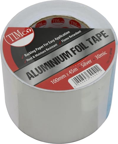 Aluminium Folie Tape - Metaal Tape - Isolatie Afdichten - Vocht & Hittebestendig - 100mm x 45m - Zilver
