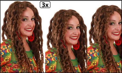 3x Pruik Marley dreadlocks - carnaval dreads festival reggae thema feest optocht lang haar