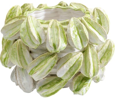 Vaas Carambola, groen, handbeschilderd, uniek, vaas klein, decoratievaas, tafelvaas, bloemenvaas voor de woonkamer, voor planken, accessoires, 23 x 34 x 33 cm (H/B/D)