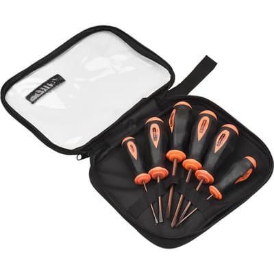 PENGGONG Jeu de 6 tournevis avec sac à outils Assortiment Phillips & Plat Acier allié S2 Croix black