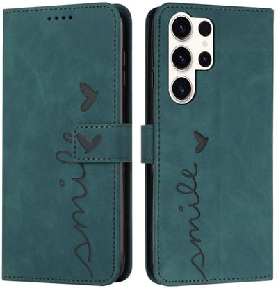 Coverup Hoesje - Geschikt voor Samsung Galaxy S25 Ultra Hoesje - Coverup Smile Book Case - Groen