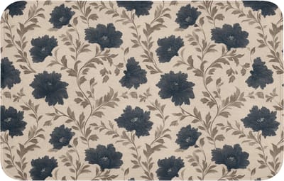 Badmat 80x50 cm - Antislip - Motief - Bloemen - Zwart - Beige - Badmatten voor badkamer - Badkamermat - Douchemat - Badkamer mat