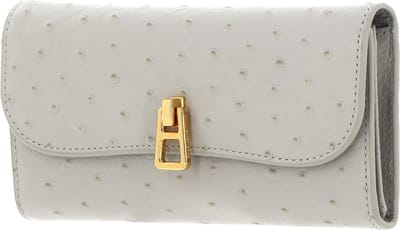 COCCINELLE Leren Portemonnee Magie Ostrich Flap Wallet Gelso Lichtgrijs