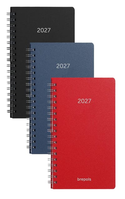 Brepols agenda 2027 - NOTAVISION [0.754] - POLYPROP - Zakagenda - 1 week op 2 pagina's - Weekoverzicht - Wire-O - Zwart - 8.9 x 16 cm