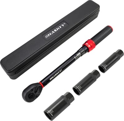 HASKYY Momentsleutel, bougiesleutel, set 3/8 inch, 1/2 inch, 10-60 Nm, 14 mm, 16 mm, 18 mm, motorfiets, motor, auto, industrie, auto, draaimoment, ratel, sleutel voor bougies, gloeibougies