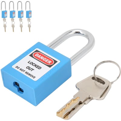 5 Sets 1.5in Veiligheidshangsloten Stalen Beugel Geïsoleerd Slot met Sleutels voor Industrie Machine blauw
