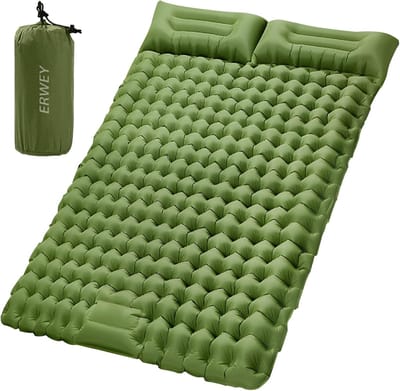 Zelfopblazende Slaapmat voor 2 Personen - Ultralicht Camping Luchtmatras met Geïntegreerd Kussen - 200 x 135 cm