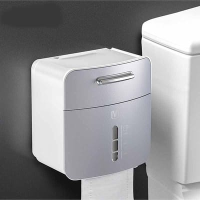 Ponsvrije toiletrolhouder Box Waterdichte tissue opbergdoos Badkamerrek Wandmontage Keuken Badkamer opslaghouder grijs