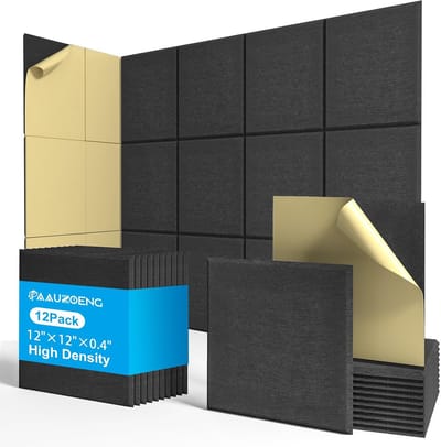 Akoestische panelen 30 x 30 cm • 12 zelfklevende geluidsabsorberende platen • complete set voor studio en thuisbioscoop • optimale geluidsisolatie en absorptie